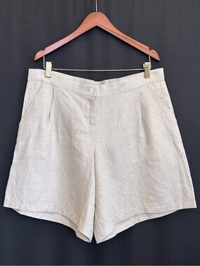 NWT Anna Bey 100% Linen Pleated Tailored Shorts EU Made size 42/10